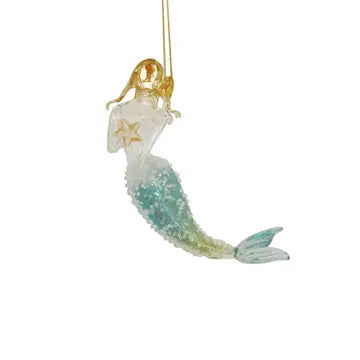 Seafoam Glitter Mermaid Ornament