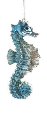 Iridescent Blue Seahorse Ornament